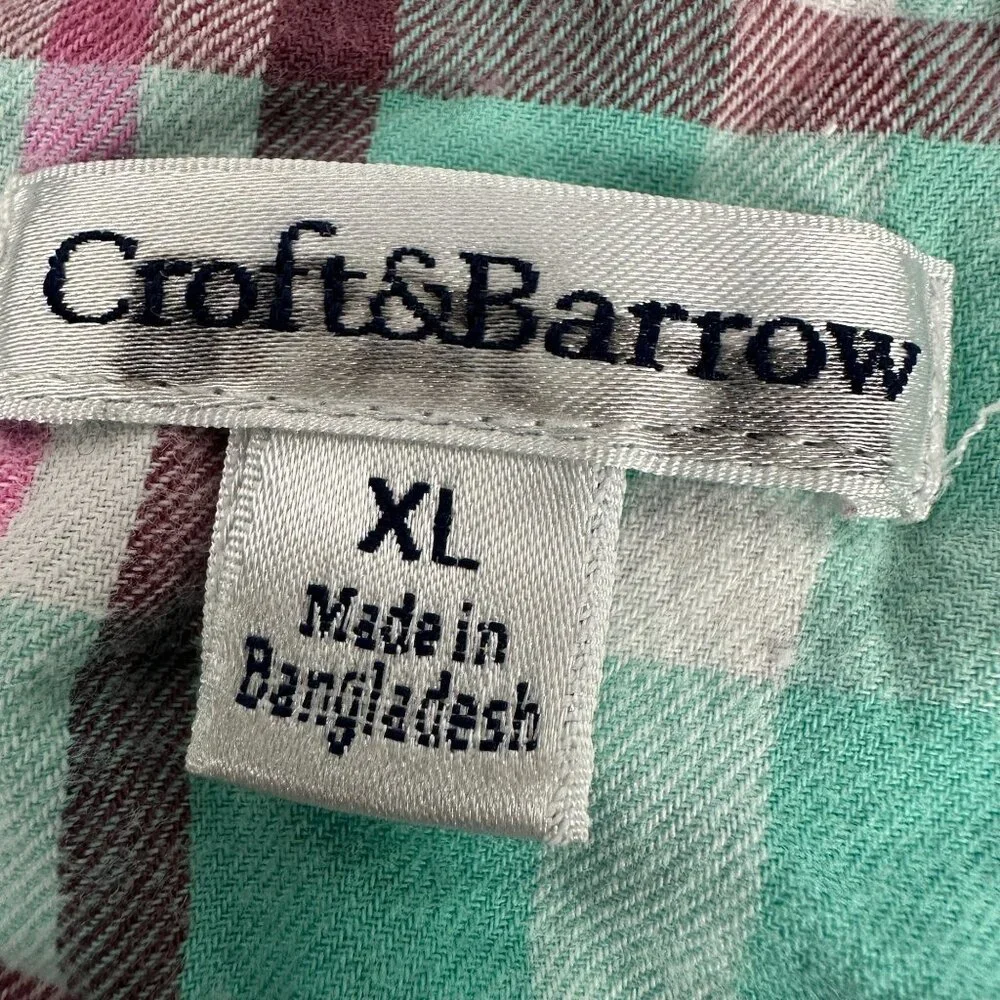 Croft & Barrow Women's XL Plaid Button-Down Shirt 100% Cotton